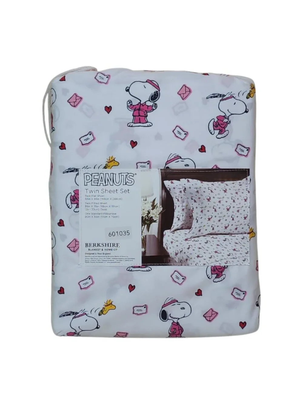 Peanuts Snoopy Twin Sheet Set By Berkshire Valentines Letters Hearts